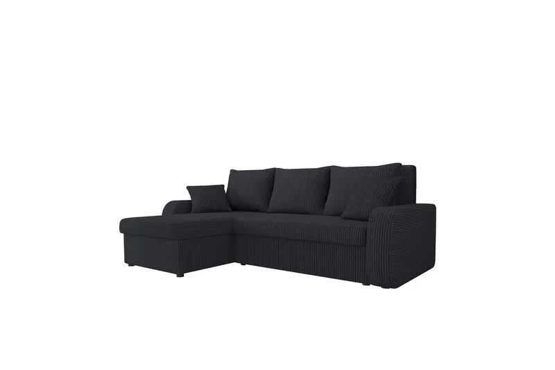 Alvared Soffa med Divan 3-sits - Svart — Majestic Furniture