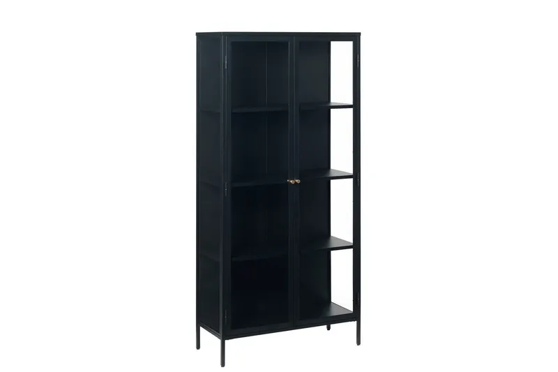 Ambra Vitrinskåp 40,3 cm djup 90 cm bred 190 cm hög Mörk Metall - Svart — Svart