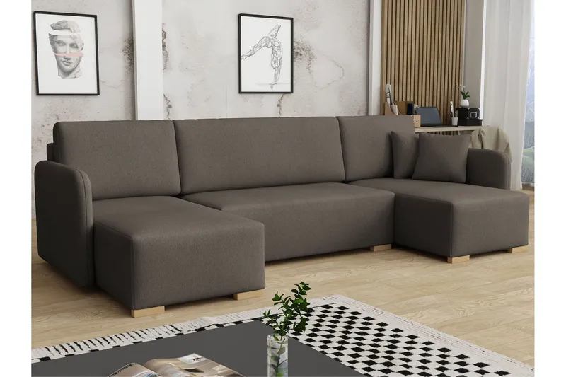 Amelus Bäddsoffa Dubbeldivan 4-sits - Brun — Brun