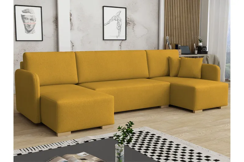 Amelus Bäddsoffa Dubbeldivan 4-sits - Gul — Gul