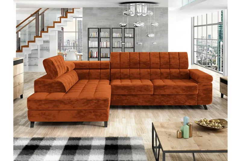 Amshyttan Bäddsoffa m. Schäslong 3-sits - Orange (Art.nr 3099312) — Orange