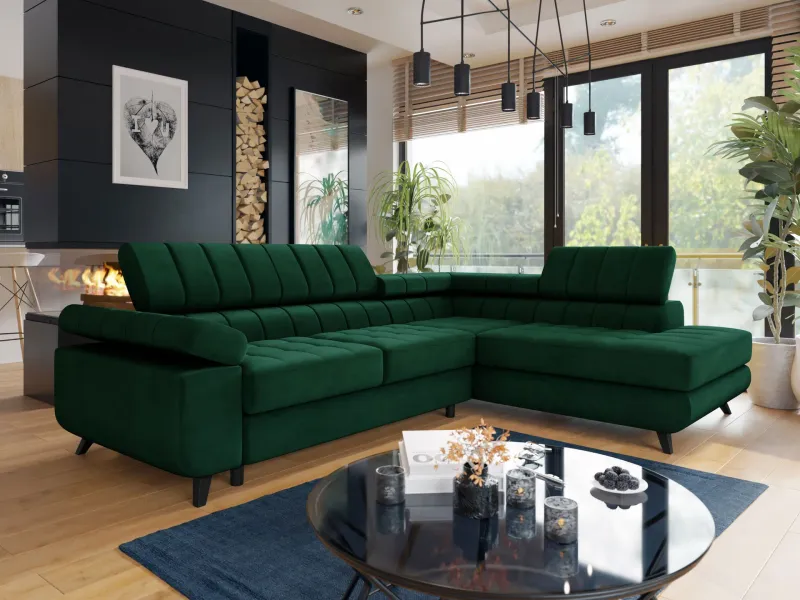 Amshyttan Bäddsoffa med Schäslong 4-sits - Grön (Art.nr 3111404) — Grön