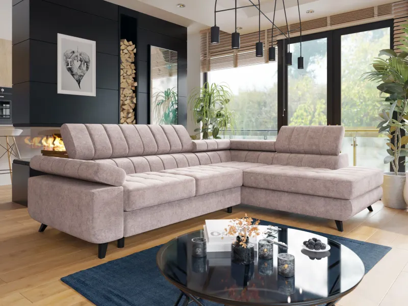 Amshyttan Bäddsoffa med Schäslong 4-sits - Rosa (Art.nr 3111409) — Rosa