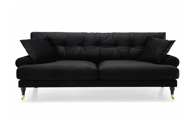 Andrew 3-sits Sammetssoffa - Svart (Art.nr 506491) — Bloomington
