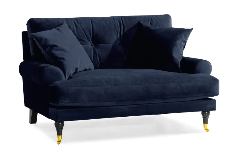 Andrew Loveseat Sammet - Midnattsblå/Mässing — Bloomington