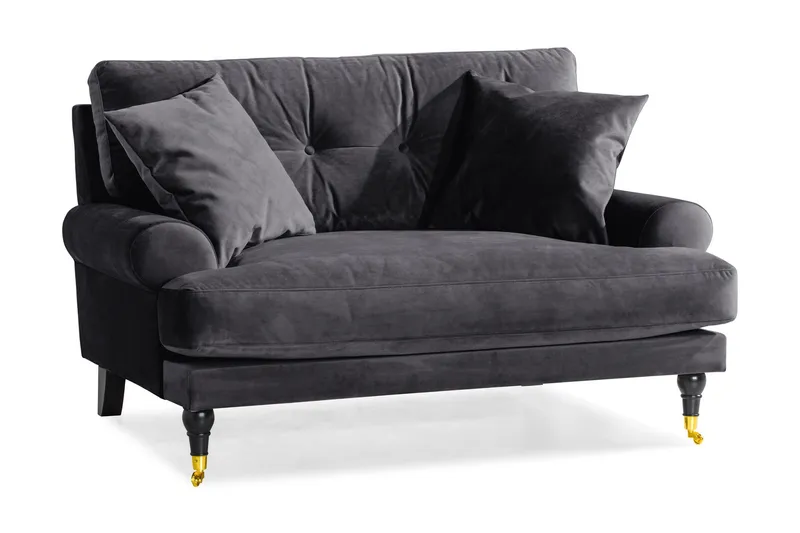 Andrew Loveseat Sammet - Mörkgrå/Mässing — Bloomington