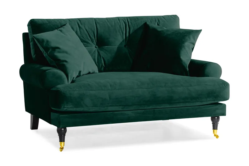 Andrew Loveseat Sammet - Mörkgrön/Mässing — Bloomington