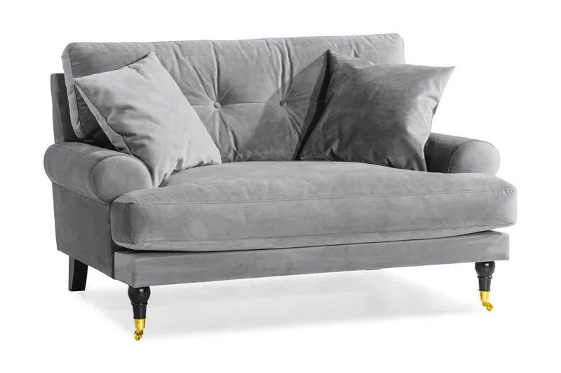 Andrew Loveseat Sammet - Silvergrå/Mässing — Bloomington