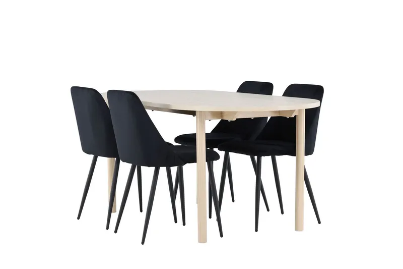 Andy Matgrupp 180 cm Oval med 4 Night stolar - Whitewash/Svart — Venture Home