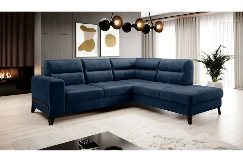 Anglika Soffa m. Schäslong 4-sits - Blå (Art.nr 1599151) — Blå