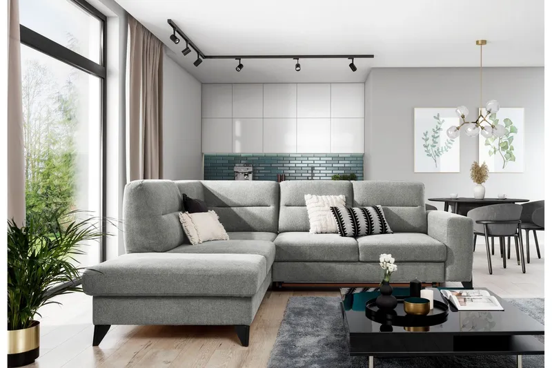 Anglika Soffa m. Schäslong 4-sits - Grå (Art.nr 1599215) — Grå