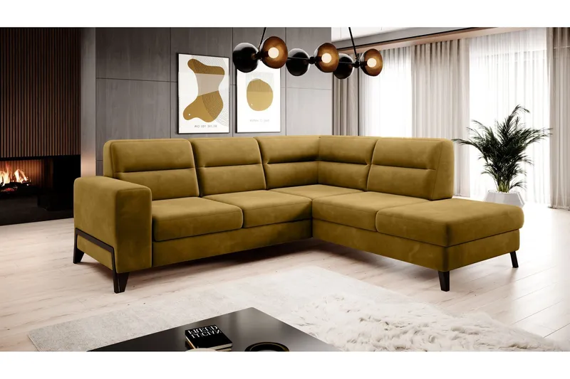 Anglika Soffa m. Schäslong 4-sits - Gul (Art.nr 1599144) — Gul
