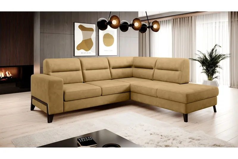 Anglika Soffa m. Schäslong 4-sits - Gul (Art.nr 1599182) — Gul