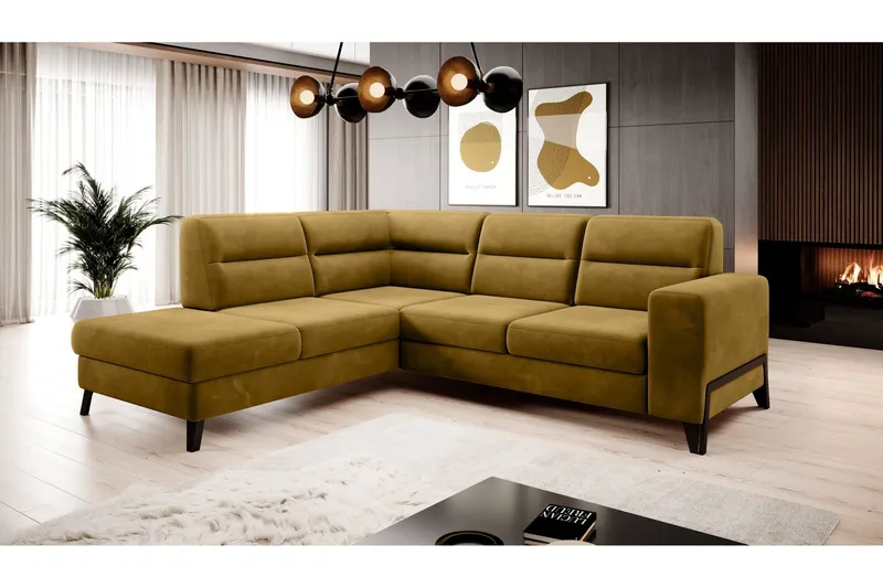 Anglika Soffa m. Schäslong 4-sits - Gul (Art.nr 1599090) — Gul