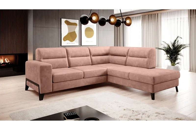 Anglika Soffa m. Schäslong 4-sits - Rosa (Art.nr 1599094) — Rosa