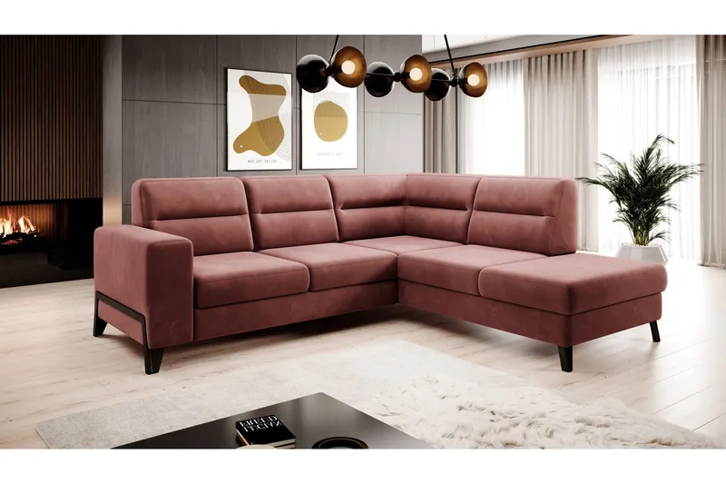 Anglika Soffa m. Schäslong 4-sits - Rosa (Art.nr 1599097) — Rosa