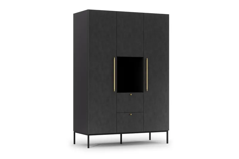 Anjal Garderobsskåp 135 cm - Svart — Svart