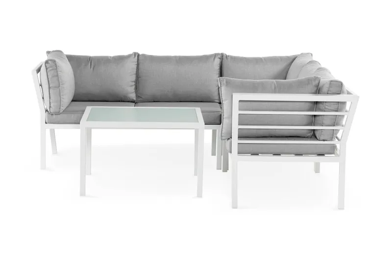 Ariany Hörnsoffa - Vit / Grå dynor — Comfort Garden
