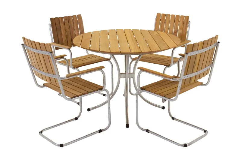Arild Matgrupp 110 cm Rund + 4 st Matstolar — Comfort Garden