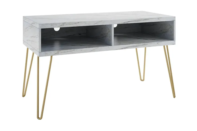 Athena Tv-bänk 107x50 cm Vit/Marmormönster - Novogratz — Novogratz