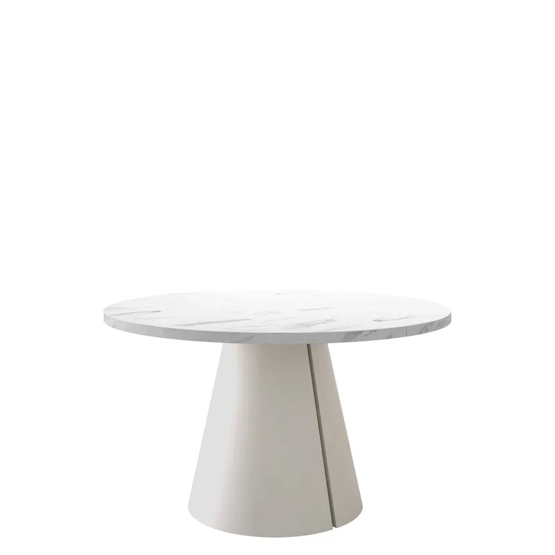 Aurion Matbord rund förlängningsbart 100-174 cm - beige, vit marmor — beige, vit marmor