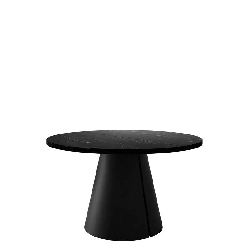 Aurion Matbord rund förlängningsbart 120-196 cm - svart / svart marmor — svart / svart marmor