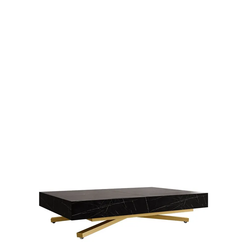 Avendi Soffbord 120 cm - Guld, svart marmor (Art.nr 3433437) — Guld, svart marmor