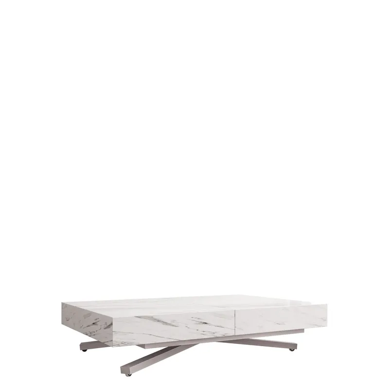 Avendi Soffbord 120 cm - Silver, vit marmor (Art.nr 3433436) — Silver, vit marmor
