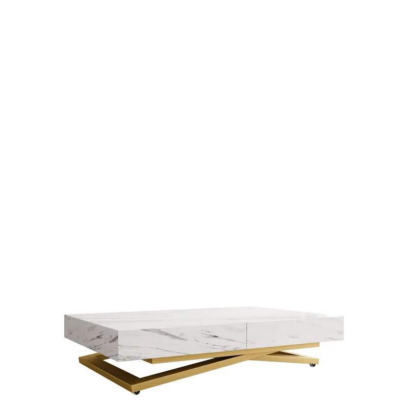 Avendi Soffbord förlängningsbart 200 cm - guld, vit marmor — guld, vit marmor