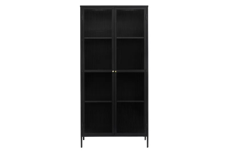 Azza Vitrinskåp 40 cm djup 90 cm bred 190 cm hög Mörk Metall - Svart — Svart