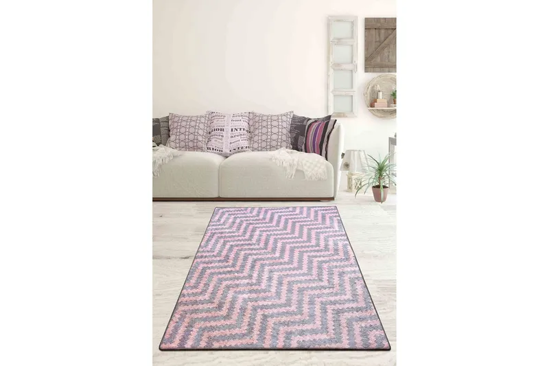 Babilas Matta 100x200 cm - Rosa/Grå/Sammet — Rosa/Grå/Sammet