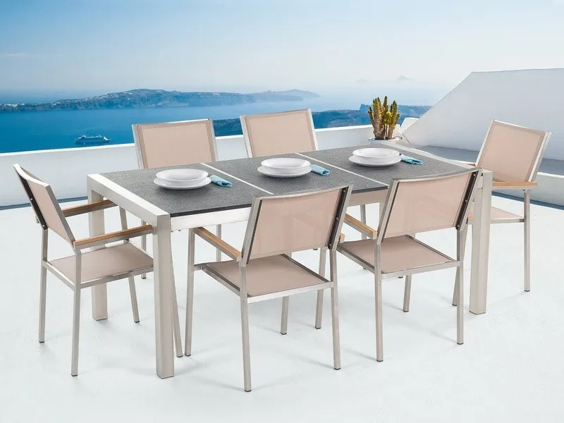 Bacoli Matgrupp Utomhus 180 cm + 6 Utestolar - Grå (Art.nr 512465) — Grå