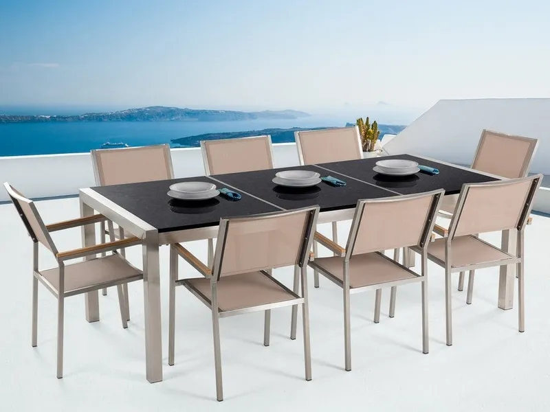 Bacoli Matgrupp Utomhus 220 cm + 8 Utestolar - Beige (Art.nr 512512) — Beige