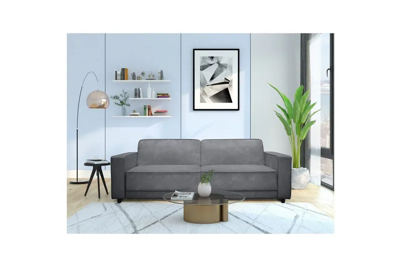 Bäddsoffa Allie Antracit, Sammet, 81x225x91 cm - Antracit, Sammet, 81x225x91 cm — Loft24