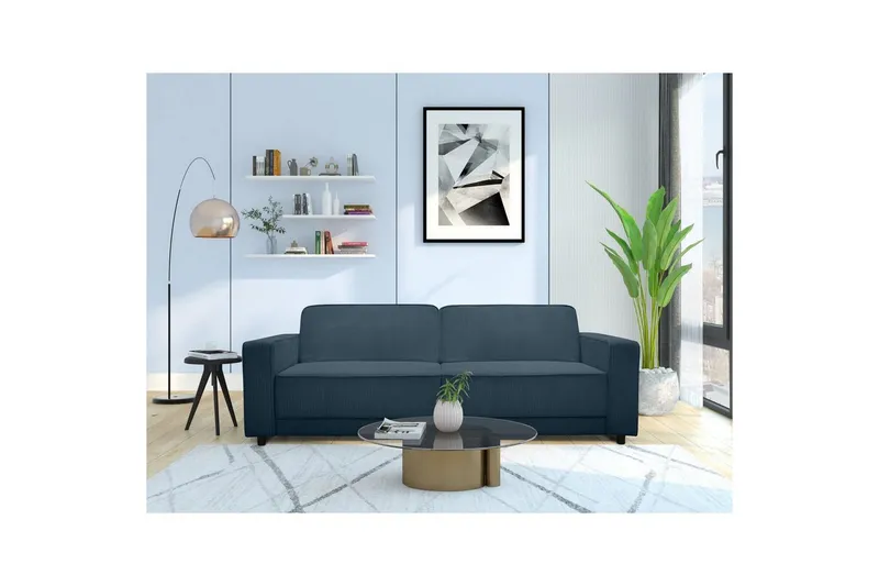 Bäddsoffa Allie Blå, Cordoroy, 81x225x91 cm - Blå, Cordoroy, 81x225x91 cm — Loft24