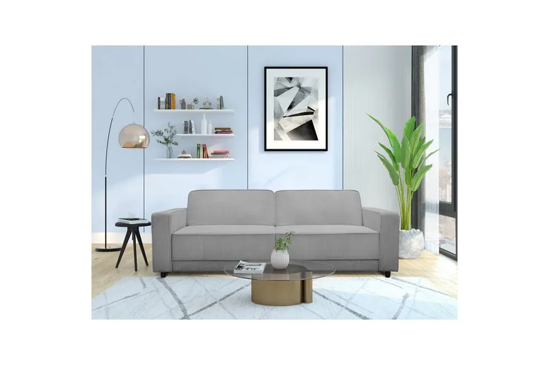 Bäddsoffa Allie Grå, Cordoroy, 81x225x91 cm - Grå, Cordoroy, 81x225x91 cm — Loft24
