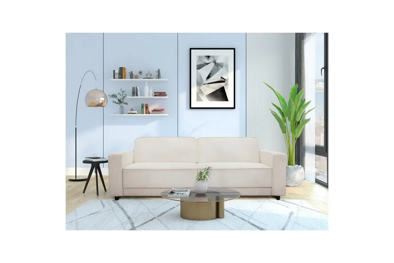 Bäddsoffa Allie Kräm, Cordoroy, 81x225x91 cm - Kräm, Cordoroy, 81x225x91 cm — Loft24