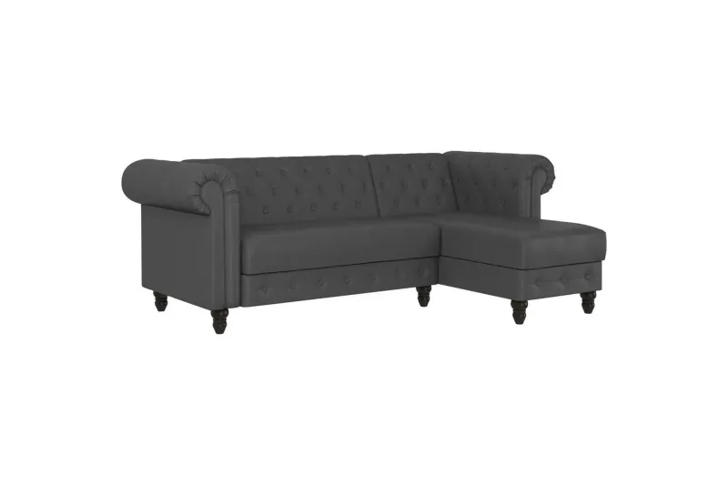 Bäddsoffa Felix 241x154x83 cm, Grå, PU/trä/metall - 241x154x83 cm, Grå, PU/trä/metall — Loft24