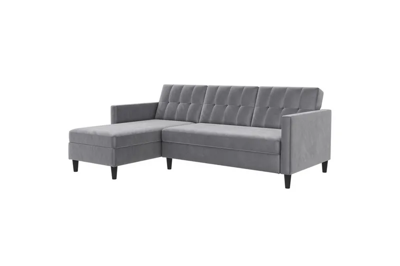 Bäddsoffa Hartford 213x153x82 cm, Grå, Sammet - 213x153x82 cm, Grå, Sammet — Loft24