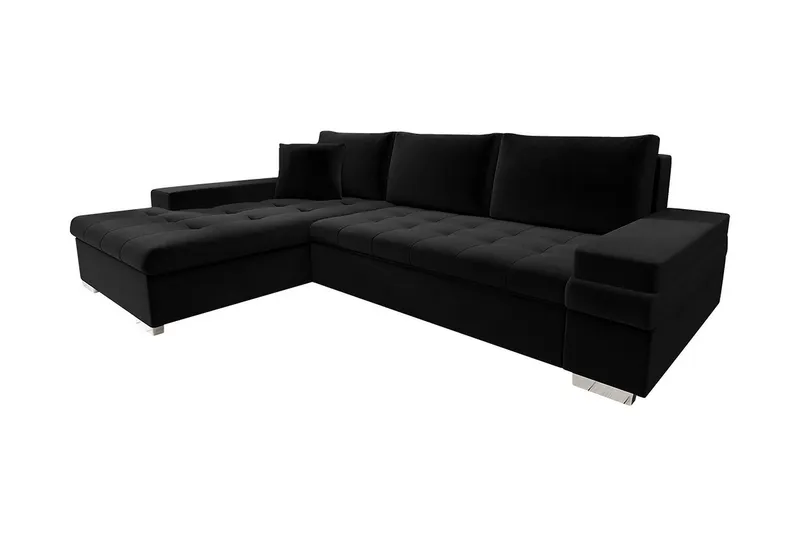 Bäddsoffa med divan - Svart (Art.nr 1629693) — Svart