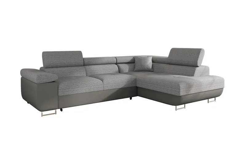 Bäddsoffa med schäslong - Grå (Art.nr 1629468) — Grå