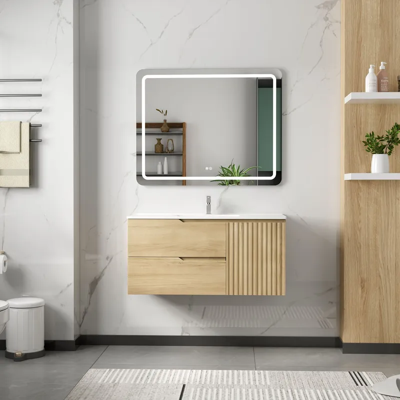 Badrumsmöbelset 100 cm \| LED-spegel med anti-fog \| Milan