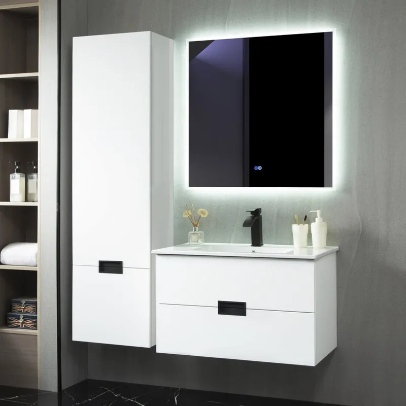 Badrumspaket | Kommod 60cm | Sidoskåp & LED-spegel — Lyfco