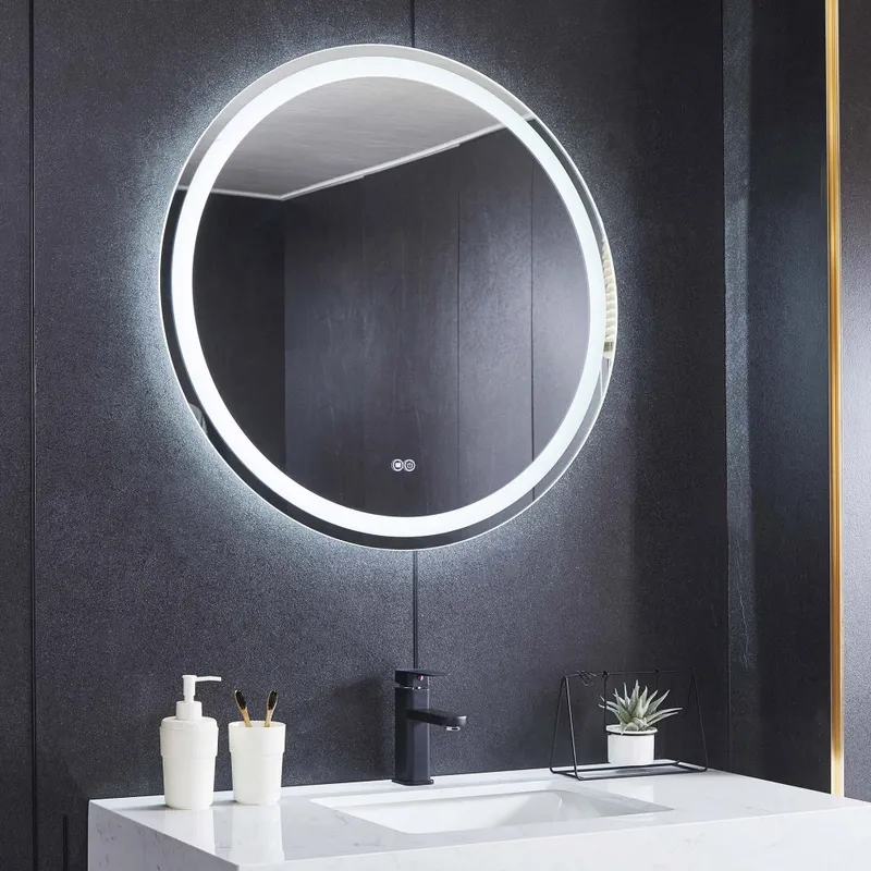 Badrumsspegel 60cm | LED-belysning, anti-fog & dimmer — Lyfco
