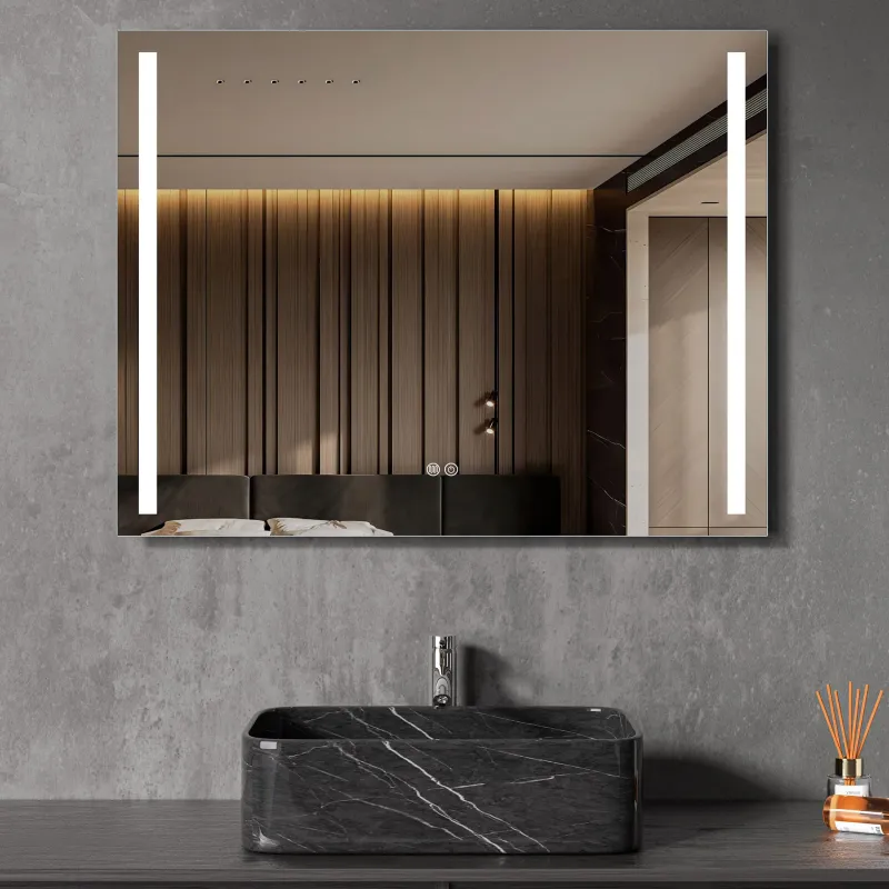 Badrumsspegel 90x70cm \| LED-lyse sidor & anti-fog \| Rektangulär