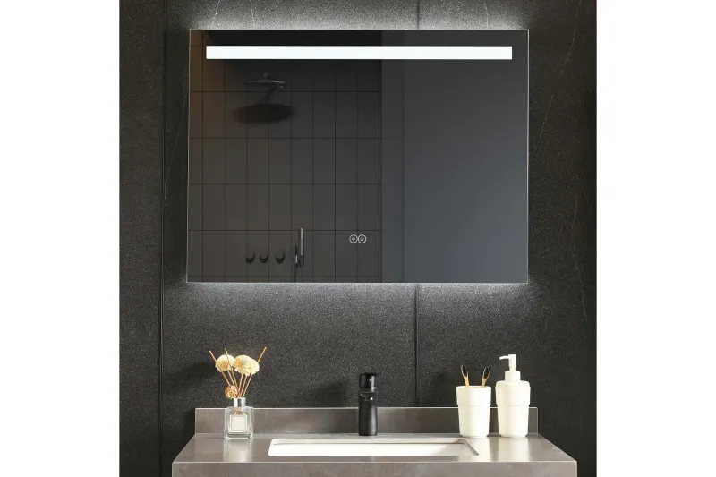 Badrumsspegel med LED-belysning & anti-fog-funktion 80x60 cm - Lyfco — Lyfco