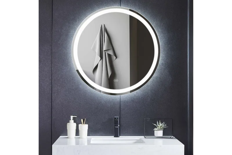 Badrumsspegel Rund 60 cm med LED-belysning, anti-fog och dimmer - Lyfco — Lyfco
