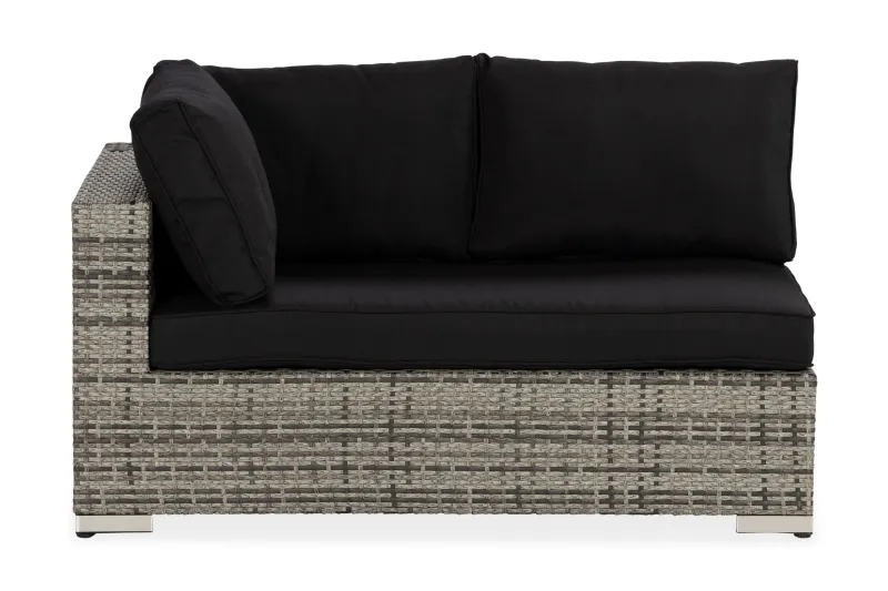 Bahamas Högermodul utomhus 140 cm i konstrotting - Grå / Svarta dynor — Comfort Garden