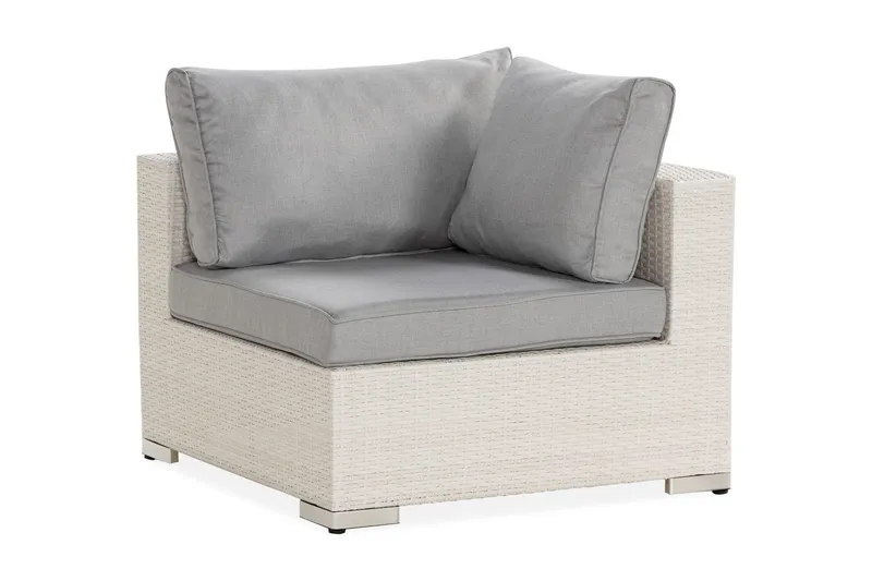Bahamas Hörnmodul utomhus i konstrotting - Vit / Ljusgrå dynor — Comfort Garden