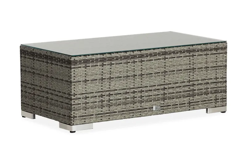 Bahamas Loungbord och Soffbord Utomhus 113 cm Konstrotting Glas - Grå — Comfort Garden